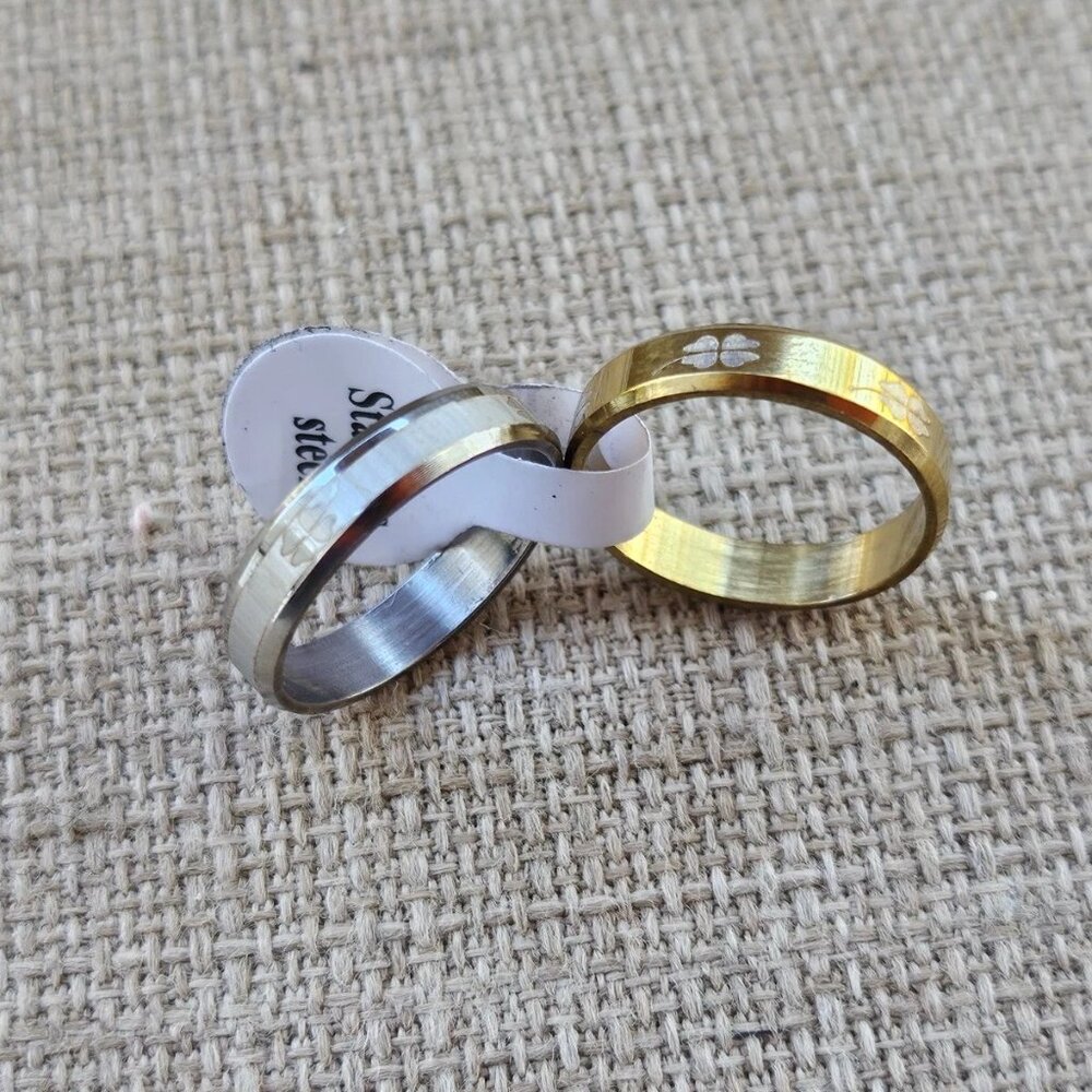 Women Fashion Rings Set of 2 Silver and Gold Tone Fashion Jewelry Size NWT - Picture 7 of 12